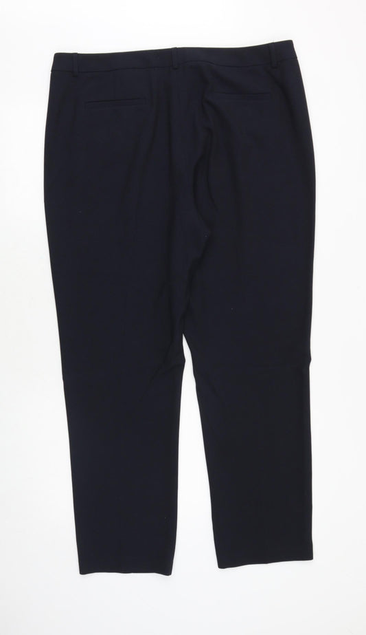 CC Womens Blue Viscose Trousers Size 18 Regular Zip