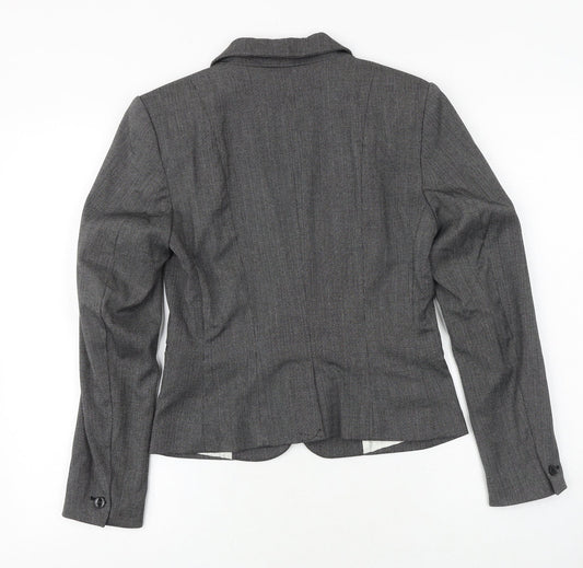 H&M Womens Grey Paisley Polyester Jacket Suit Jacket Size 8