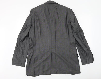 Wool&Silk Mens Grey Wool Jacket Suit Jacket Size 40 Regular