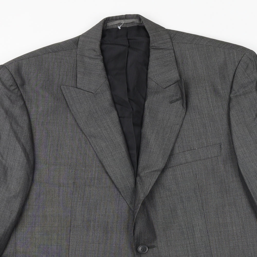 Wool&Silk Mens Grey Wool Jacket Suit Jacket Size 40 Regular