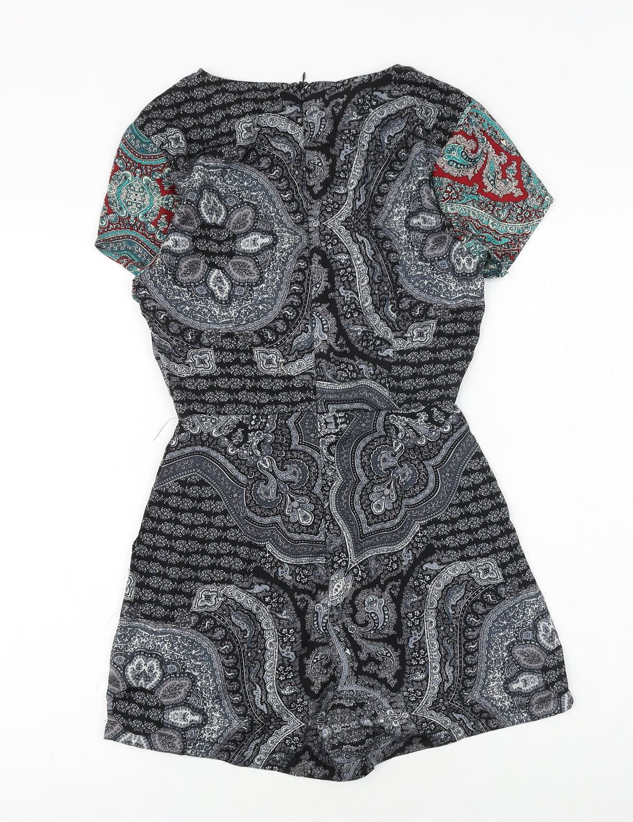 hearts&bows Womens Black Paisley Polyester Playsuit One-Piece Size 6 Zip