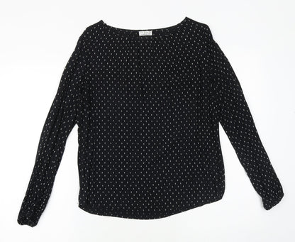redraft Womens Black Geometric Viscose Basic Blouse Size 6 Round Neck
