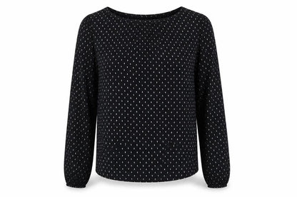 redraft Womens Black Geometric Viscose Basic Blouse Size 6 Round Neck