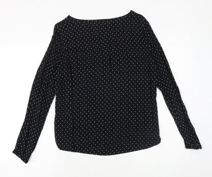 redraft Womens Black Geometric Viscose Basic Blouse Size 6 Round Neck