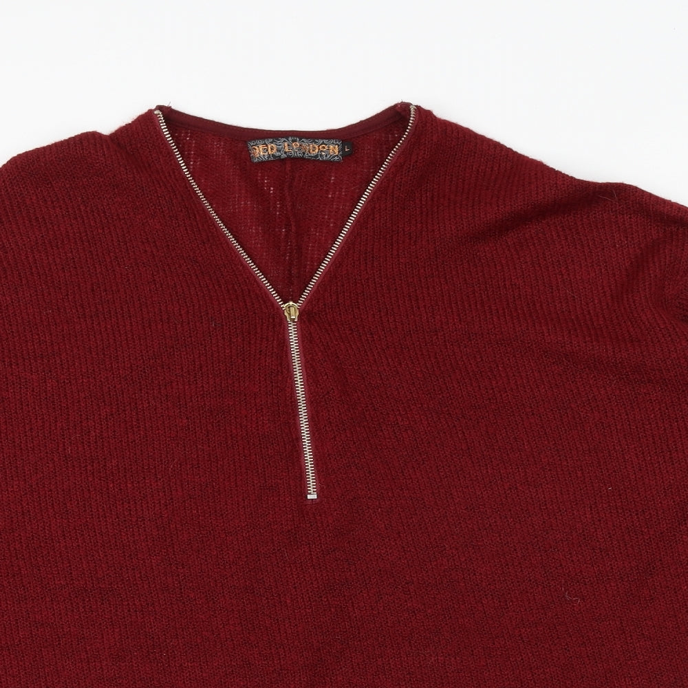 Womens UK Size L QED London Red Pullover Jumper