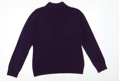 BHS Womens Purple Mock Neck Acrylic Pullover Jumper Size 14