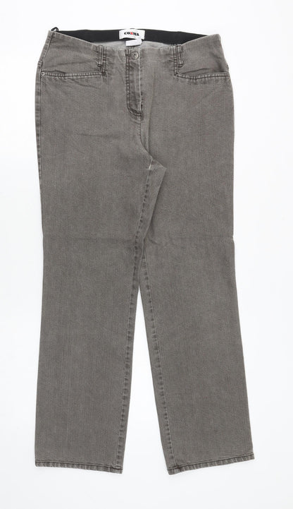 Cosmas Womens Grey Polyester Straight Jeans Size 32 in Regular Button