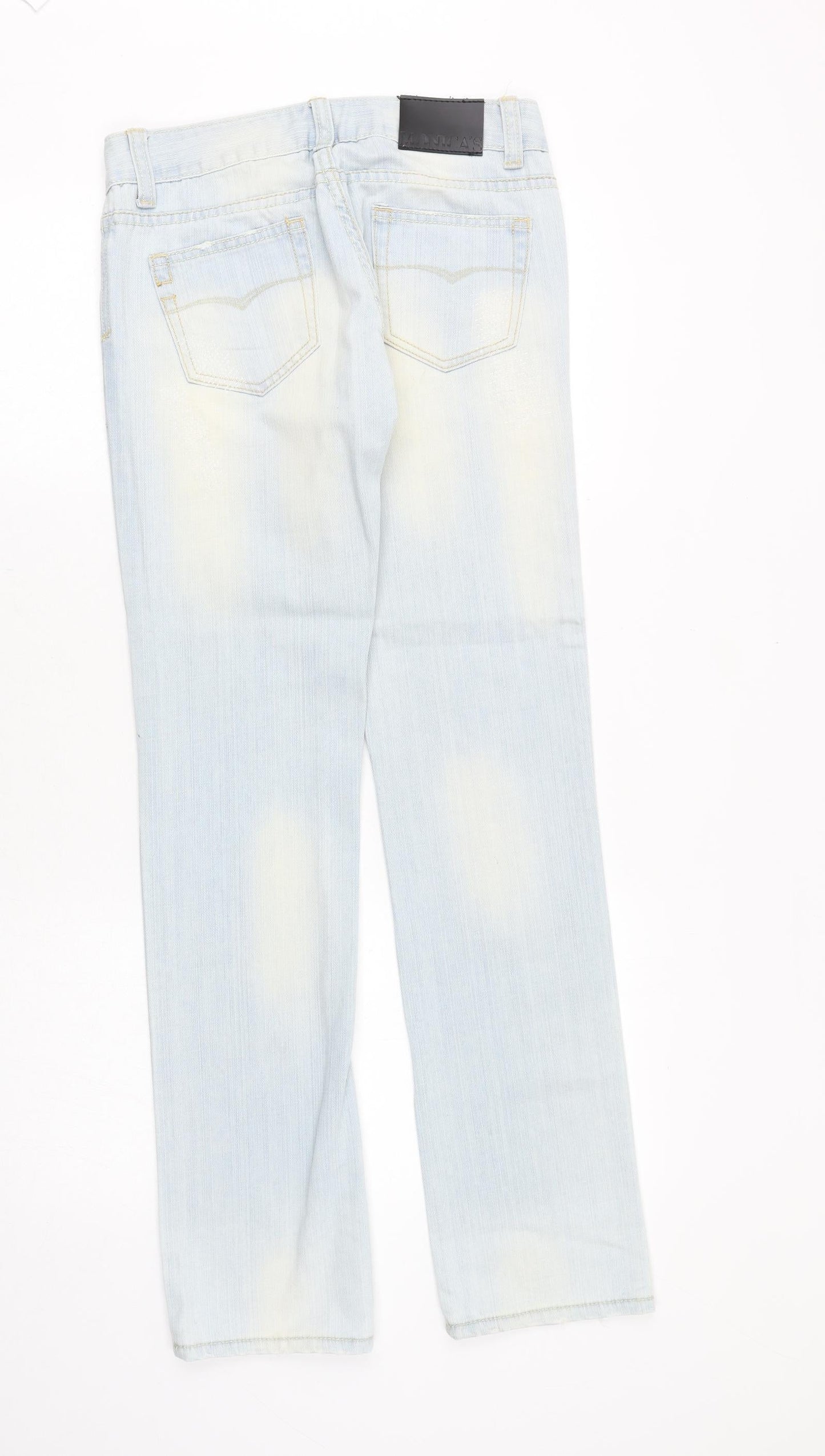 Monicas Jeans Womens Blue Cotton Straight Jeans Size S Regular Zip