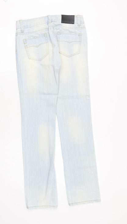 Monicas Jeans Womens Blue Cotton Straight Jeans Size S Regular Zip