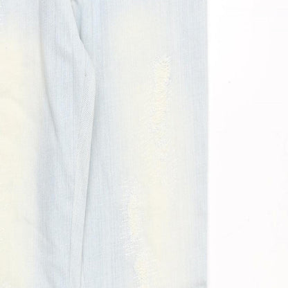 Monicas Jeans Womens Blue Cotton Straight Jeans Size S Regular Zip