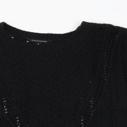 Peacocks Womens Black Round Neck Acrylic Pullover Jumper Size M