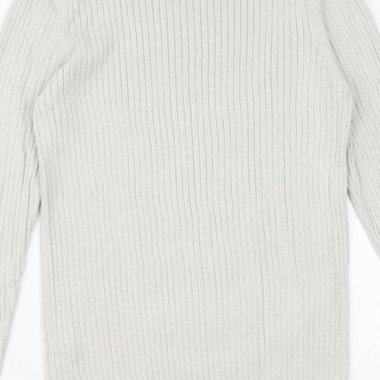 New Look Mens Grey Round Neck Cotton Pullover Jumper Size M Long Sleeve