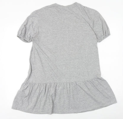 H&M Womens Grey Viscose Jumper Dress Size XS Round Neck Pullover