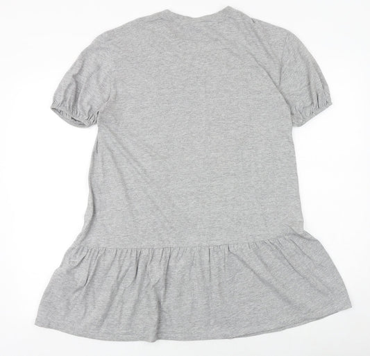 H&M Womens Grey Viscose Jumper Dress Size XS Round Neck Pullover
