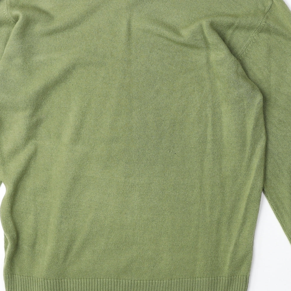 Oak Valley Womens Green V-Neck Acrylic Pullover Jumper Size S