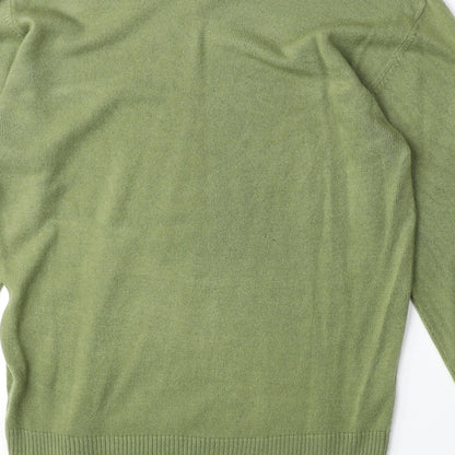 Oak Valley Womens Green V-Neck Acrylic Pullover Jumper Size S