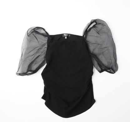 Womens UK Size 10 Missguided Black Basic Blouse