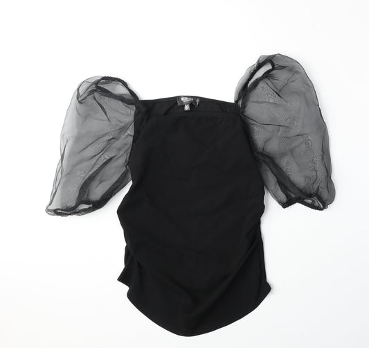 Womens UK Size 10 Missguided Black Basic Blouse