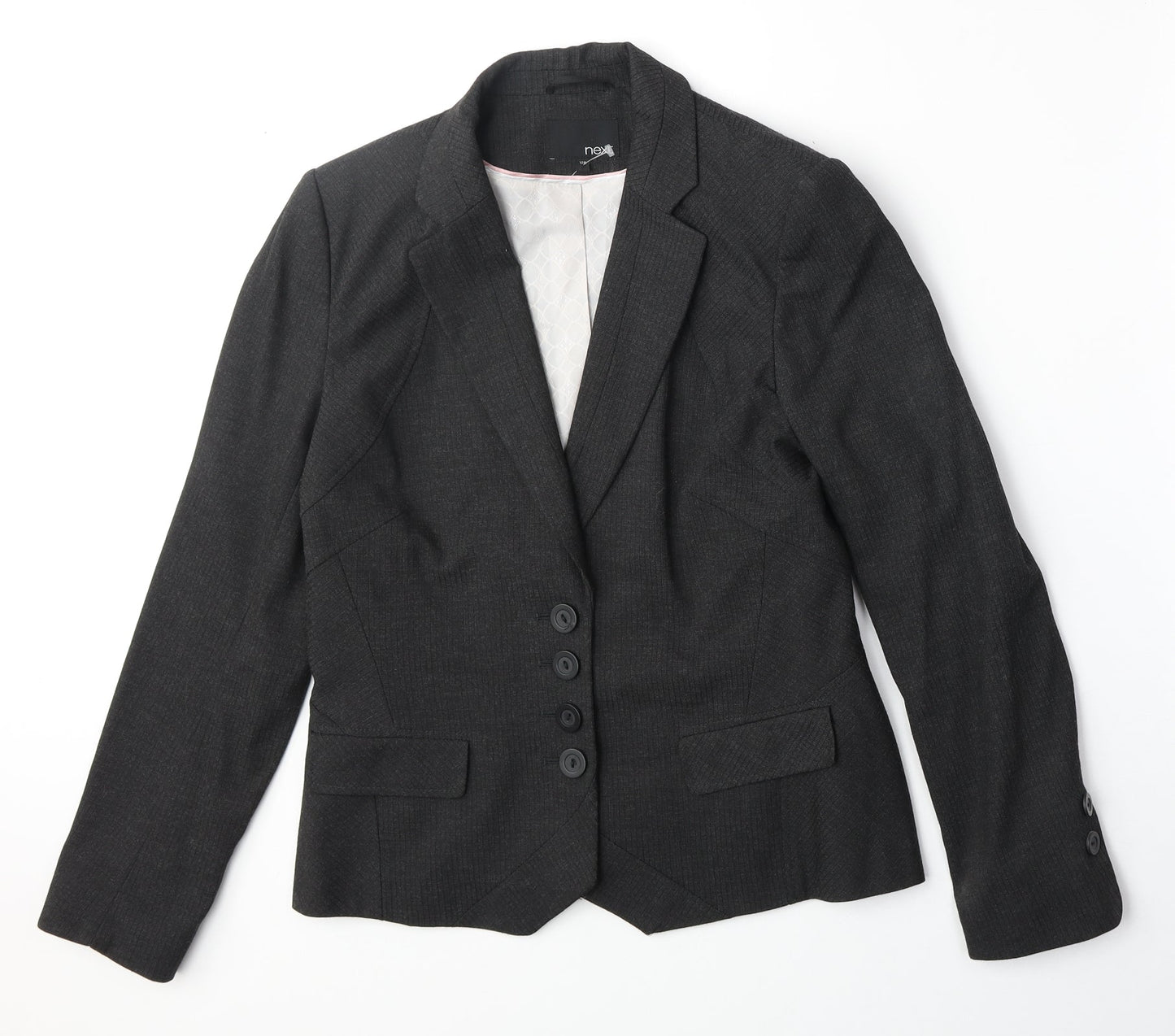 NEXT Womens Grey Polyester Jacket Suit Jacket Size 12