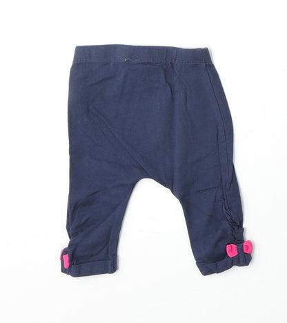 Mini Club Girls Blue Cotton Jogger Trousers Size 0-3 Months Pullover - Leggings, Sun and Heart