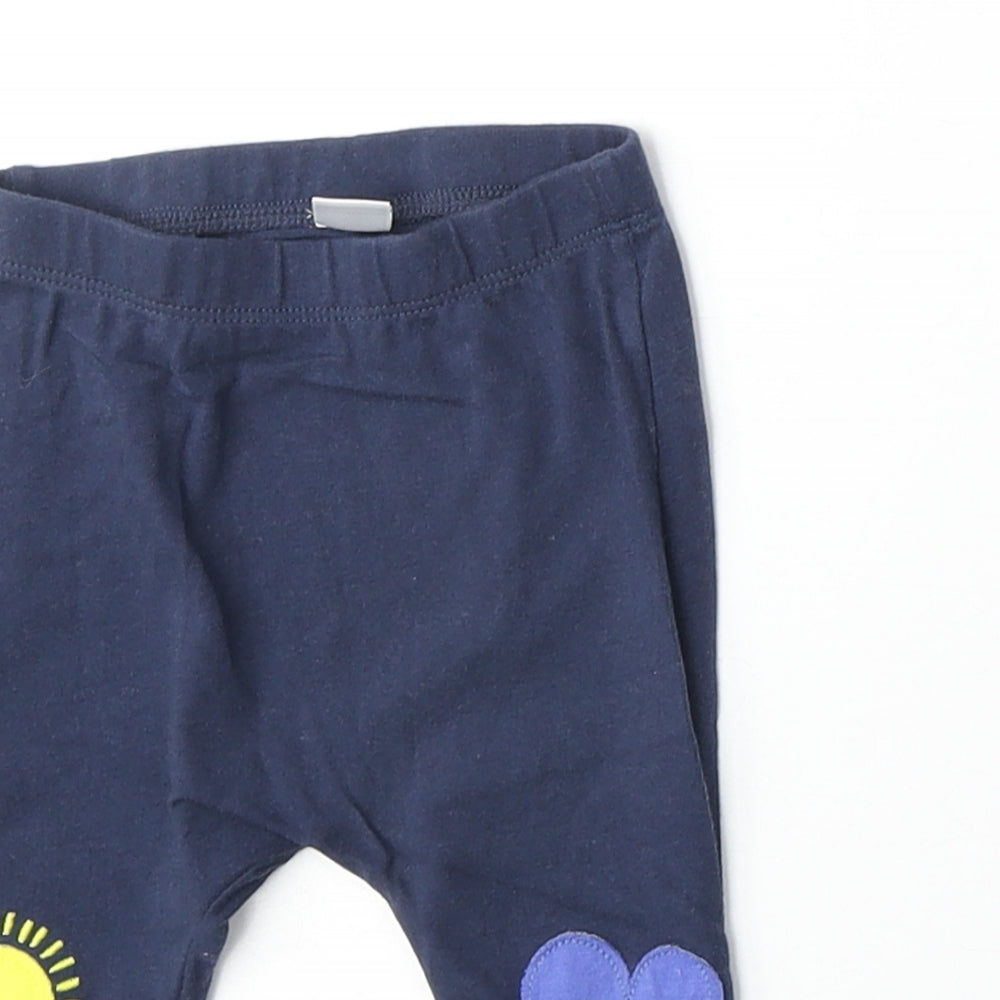 Mini Club Girls Blue Cotton Jogger Trousers Size 0-3 Months Pullover - Leggings, Sun and Heart