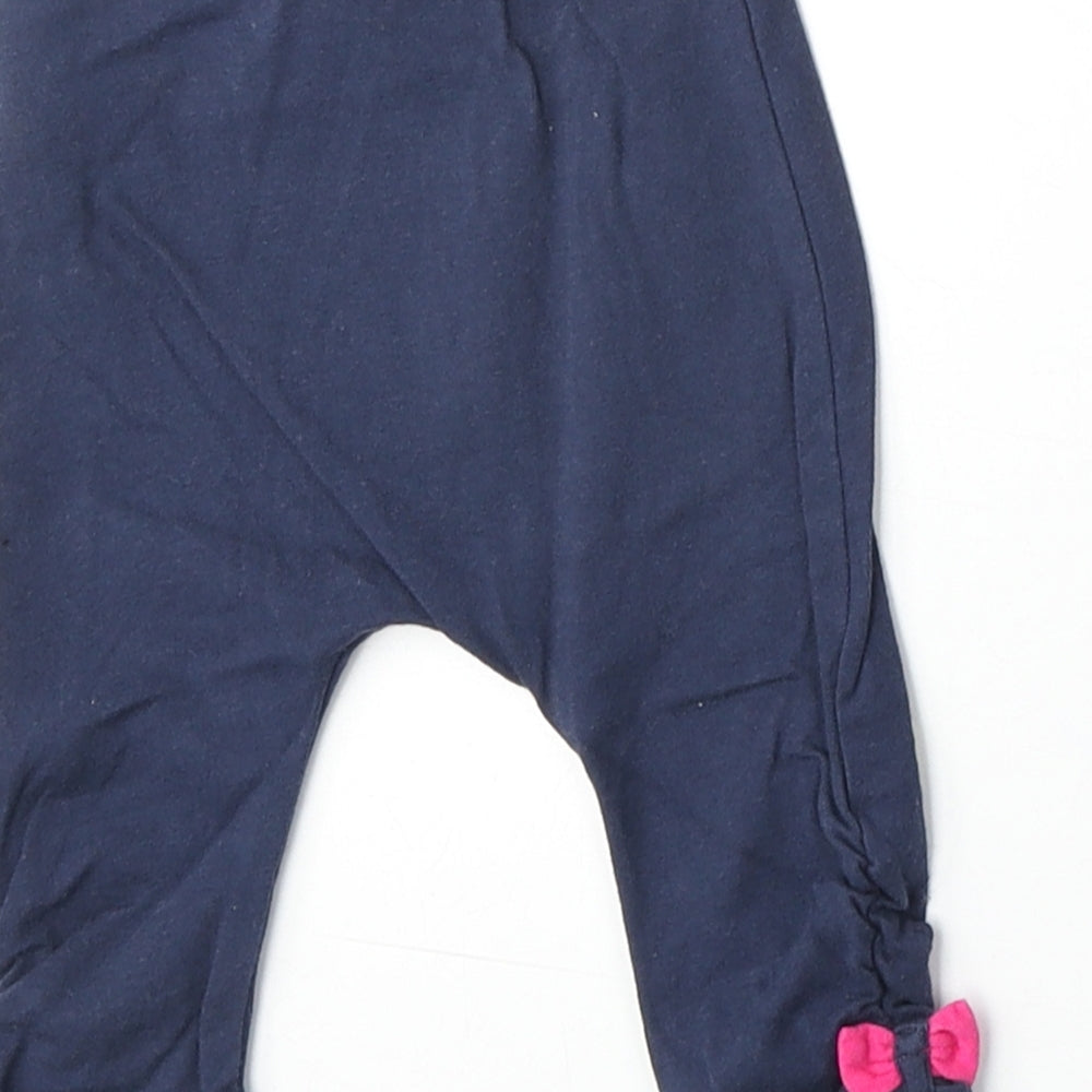 Mini Club Girls Blue Cotton Jogger Trousers Size 0-3 Months Pullover - Leggings, Sun and Heart