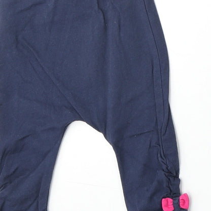Mini Club Girls Blue Cotton Jogger Trousers Size 0-3 Months Pullover - Leggings, Sun and Heart