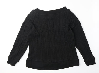 Nutmeg Womens Black Polyester Pullover Sweatshirt Size 12 Pullover - Size 12/14