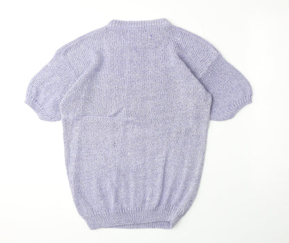 Jordanna Womens Purple Round Neck Ramie Pullover Jumper Size M