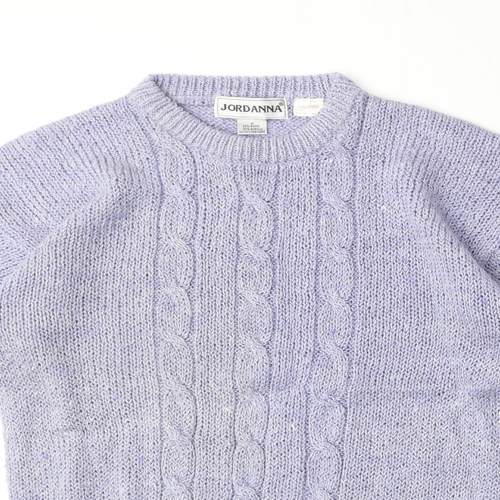 Jordanna Womens Purple Round Neck Ramie Pullover Jumper Size M