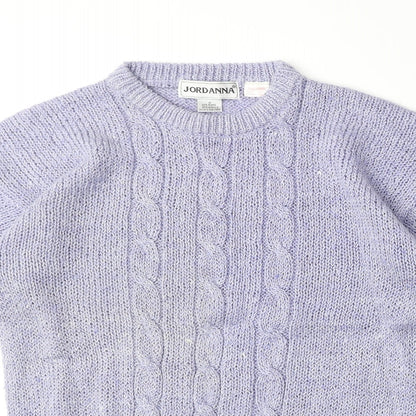 Jordanna Womens Purple Round Neck Ramie Pullover Jumper Size M