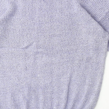 Jordanna Womens Purple Round Neck Ramie Pullover Jumper Size M
