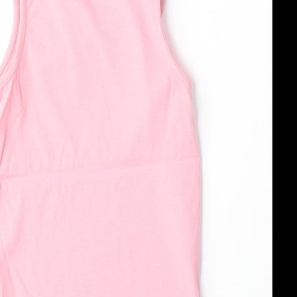 NEXT Girls Pink 100% Cotton Basic Tank Size 7 Years Round Neck Pullover