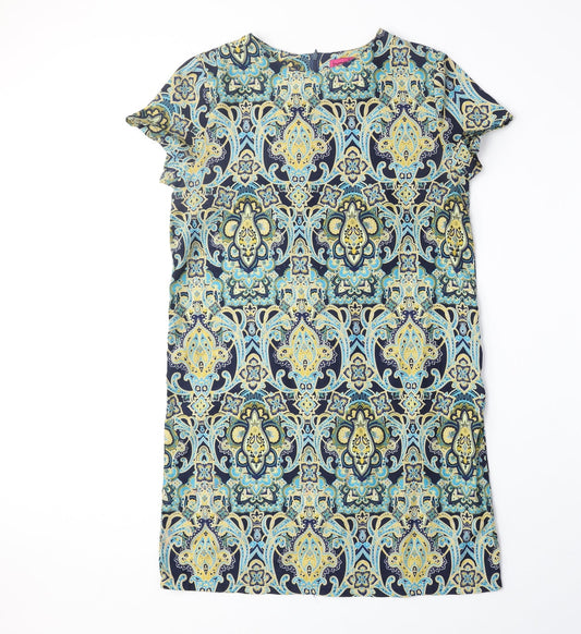 Boohoo Womens Multicoloured Geometric Polyester A-Line Size 8 Round Neck Zip