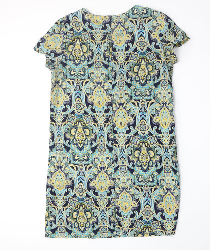 Boohoo Womens Multicoloured Geometric Polyester A-Line Size 8 Round Neck Zip