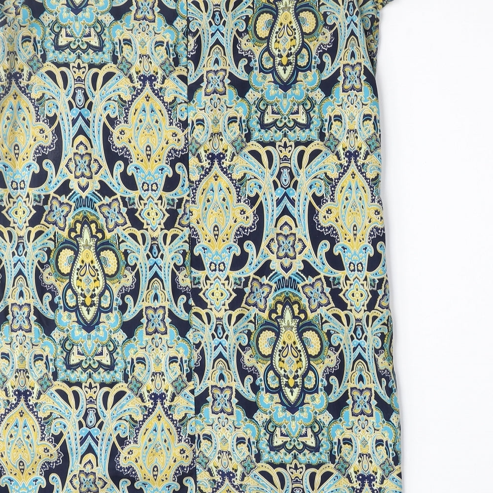 Boohoo Womens Multicoloured Geometric Polyester A-Line Size 8 Round Neck Zip