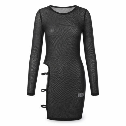 PRETTYLITTLETHING Womens Black Polyester Shift Size 6 Round Neck Pullover