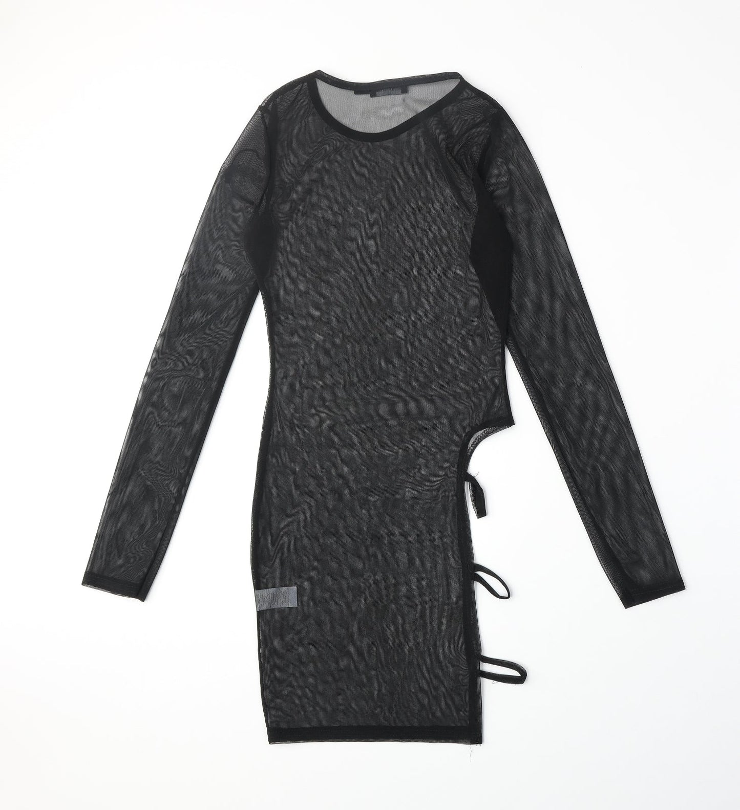 PRETTYLITTLETHING Womens Black Polyester Shift Size 6 Round Neck Pullover