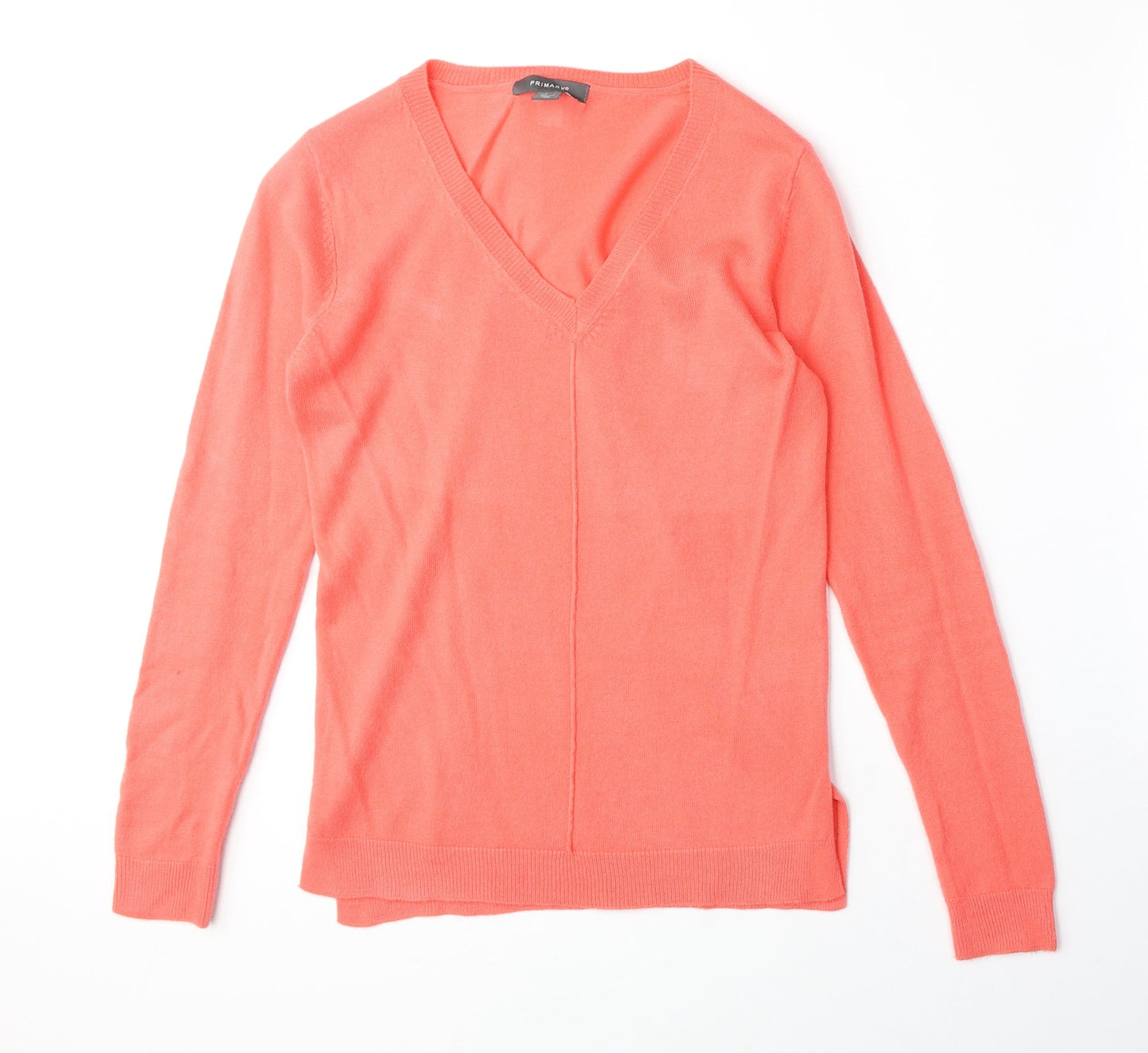 Primark Womens Pink V-Neck Acrylic Pullover Jumper Size 8