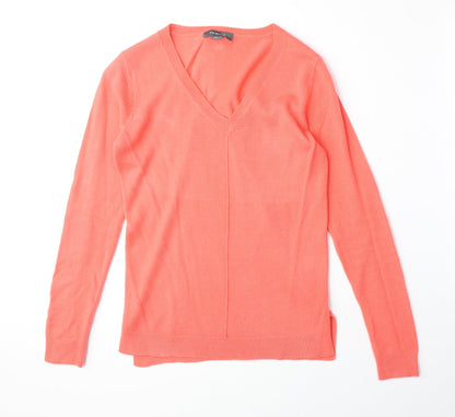 Primark Womens Pink V-Neck Acrylic Pullover Jumper Size 8