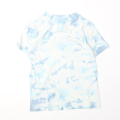 H&M Boys Blue Geometric 100% Cotton Basic T-Shirt Size 8-9 Years Round Neck Pullover - California Dream Squad