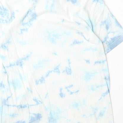 H&M Boys Blue Geometric 100% Cotton Basic T-Shirt Size 8-9 Years Round Neck Pullover - California Dream Squad