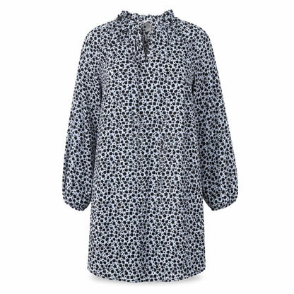H&M Womens Blue Geometric Polyester A-Line Size 10 Mock Neck Tie