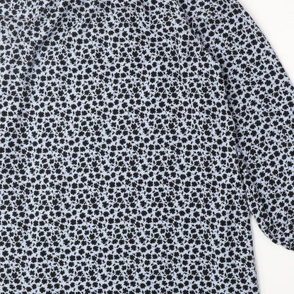 H&M Womens Blue Geometric Polyester A-Line Size 10 Mock Neck Tie