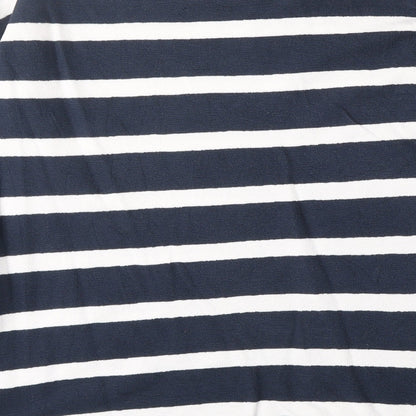 Esprit Womens Blue Striped 100% Cotton Basic T-Shirt Size S Round Neck