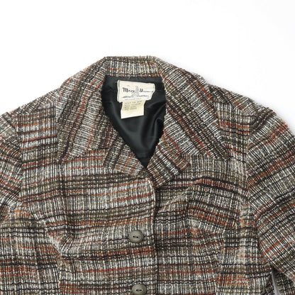 Mary Harnes Womens Brown Plaid Polyester Jacket Blazer Size 14