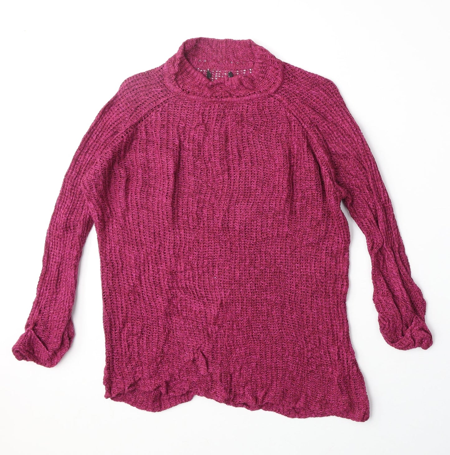 F&F Womens Purple Mock Neck Acrylic Pullover Jumper Size 8