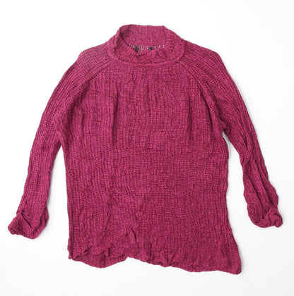 F&F Womens Purple Mock Neck Acrylic Pullover Jumper Size 8