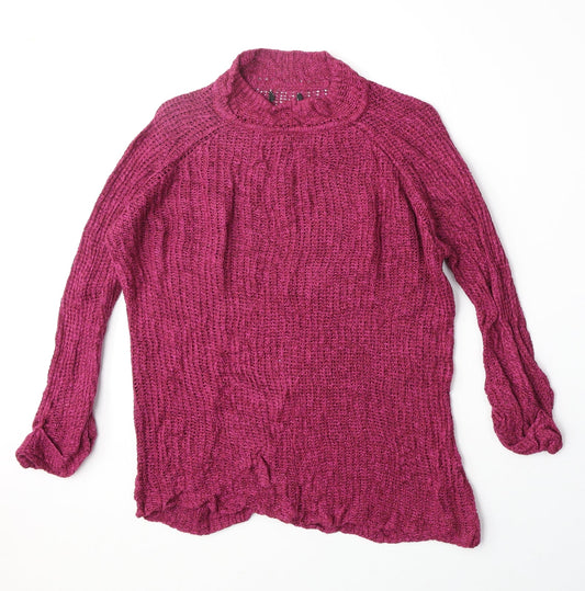 F&F Womens Purple Mock Neck Acrylic Pullover Jumper Size 8