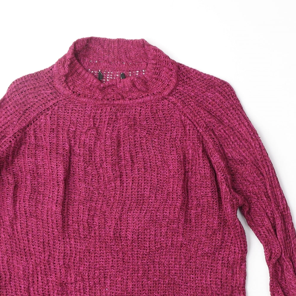 F&F Womens Purple Mock Neck Acrylic Pullover Jumper Size 8